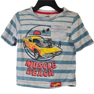 Toddler Hot Wheels Muscle Beach Shirt Hot Rod Car Classic Striped Casual Boy Tee